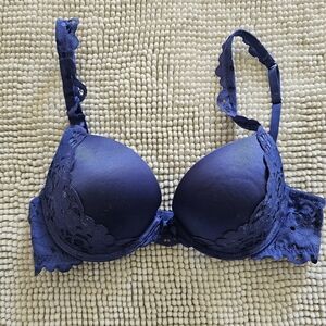 Aerie Royal Blue Lacey Push Up Bra Size 34C